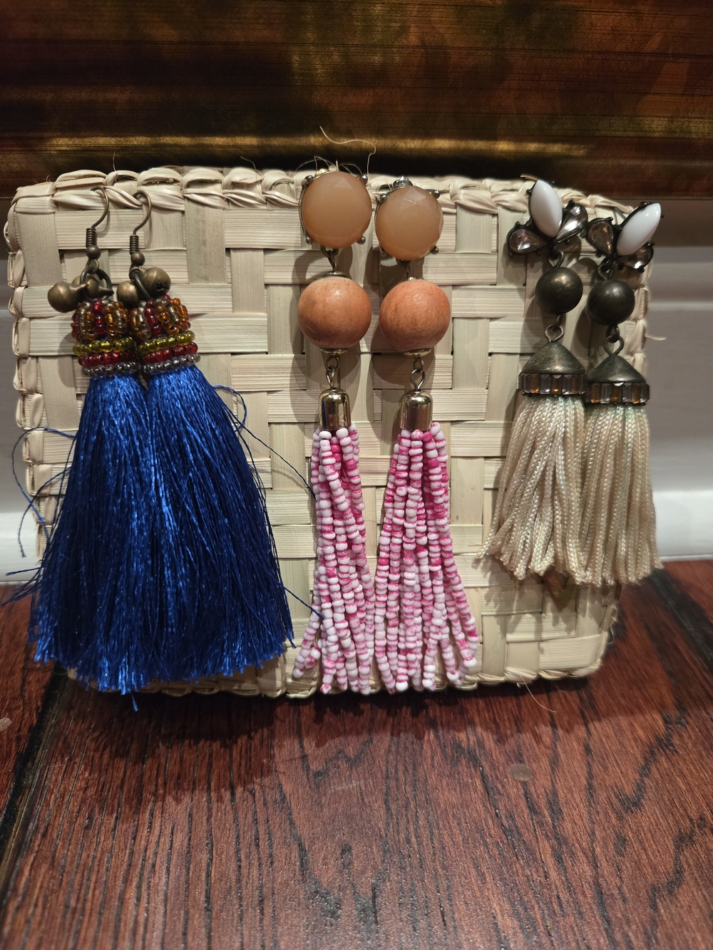 Bohemian Statement Tassel Earrings Set Beaded Fringe & Fiber Drop Earrings Multi